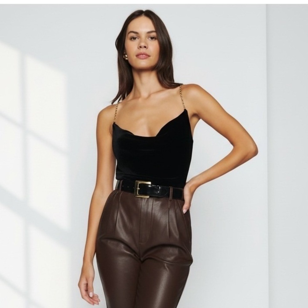 Reformation Rori Velvet Cowl Neck Cami Top Black Size Small NWT